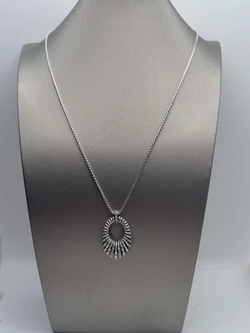David Yurman 34mm Tempo Pendant Necklace With Diamonds